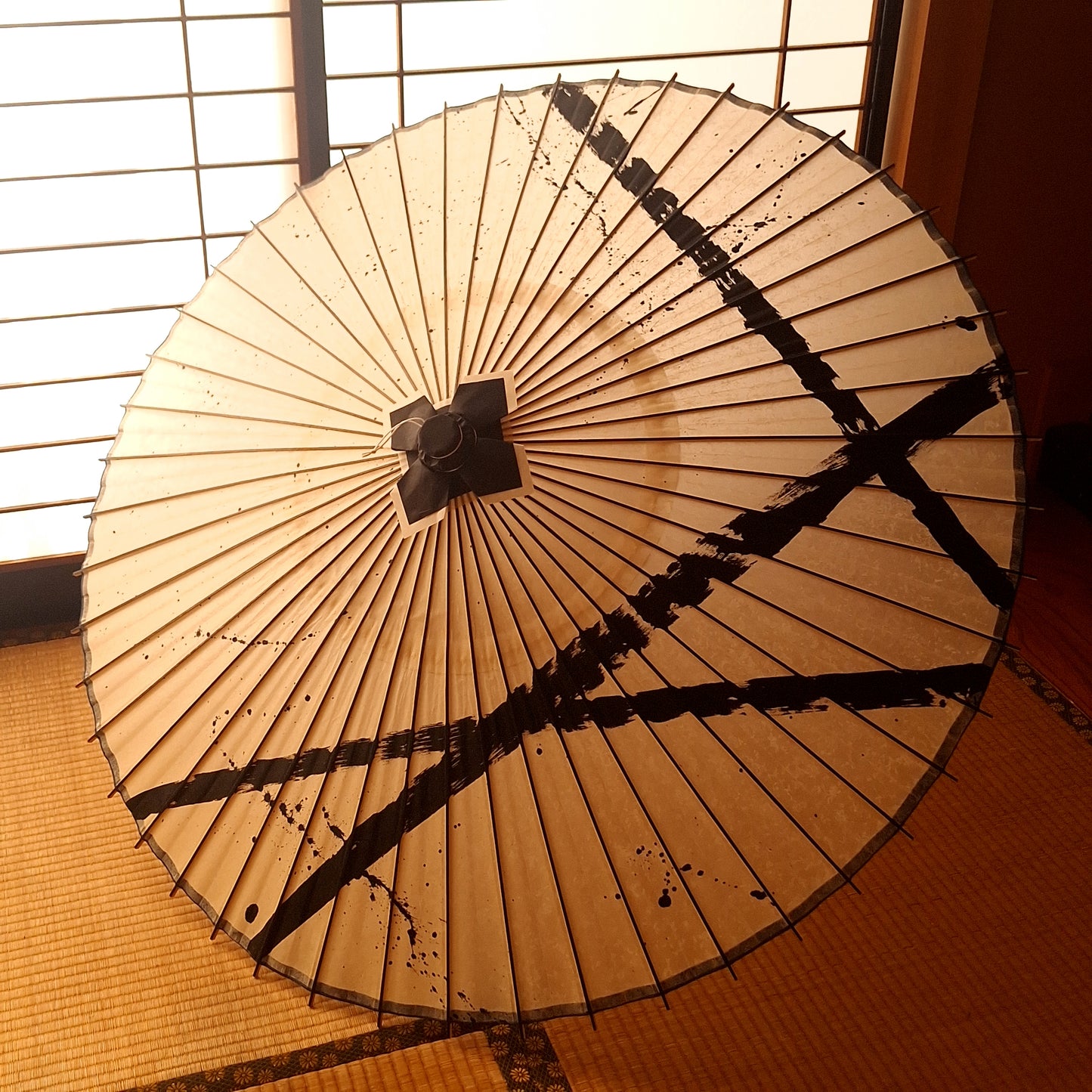 番傘　墨飛ばし